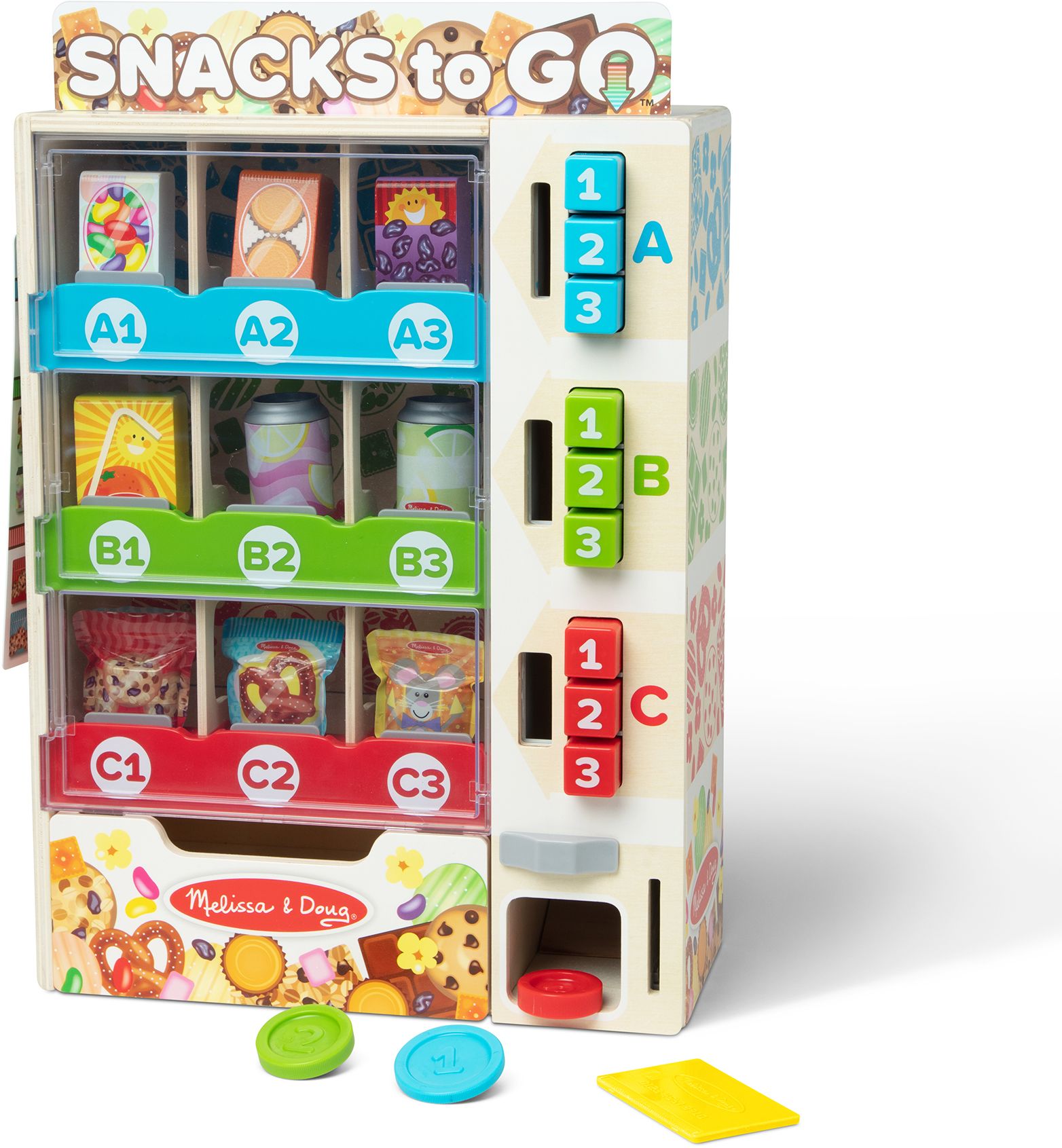 Melissa & Doug Sort, Stock, Select Wooden Vending Machine Play Set, Wooden Toy Play Food For Boys and For Girls 3+