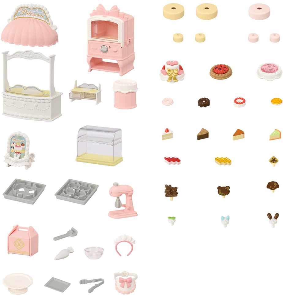 Calico Critters Village Cake Shop Starter Set, Dollhouse Playset with Furniture and Accessories