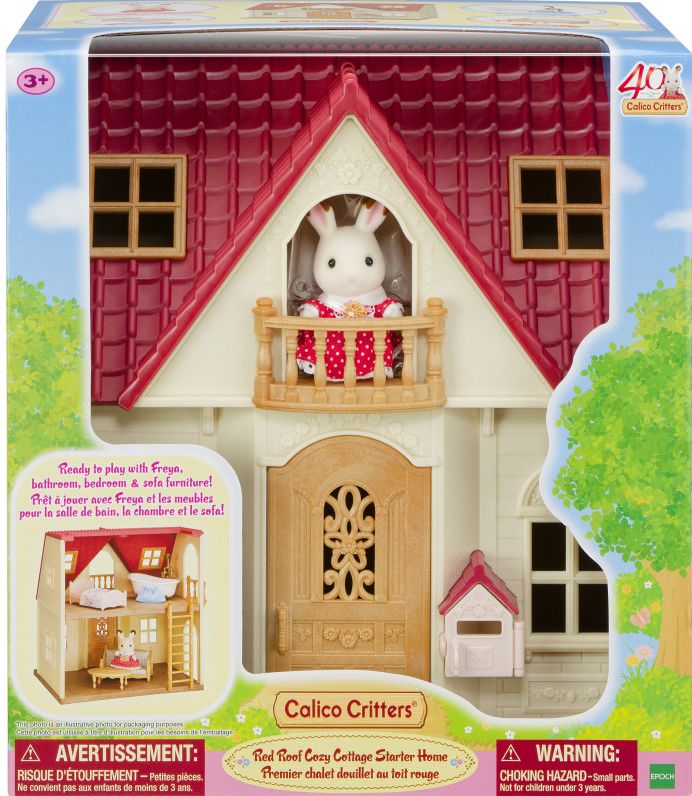 Calico Critters Red Roof Cozy Cottage, Dollhouse Playset with Figure, Furniture and Accessories