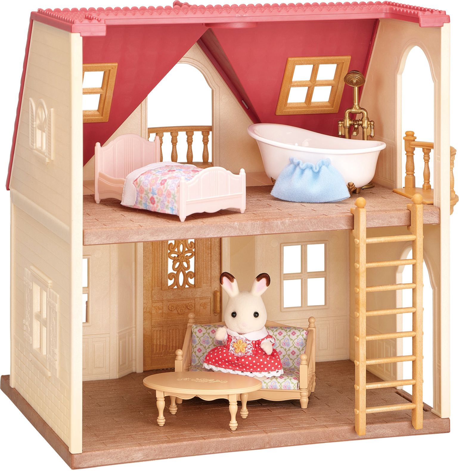 Calico Critters Red Roof Cozy Cottage, Dollhouse Playset with Figure, Furniture and Accessories