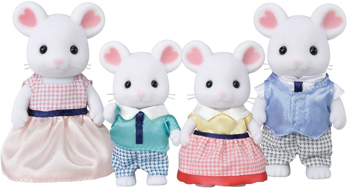 Calico Critters Marshmallow Mouse Family, Set of 4 Collectible Doll Figures