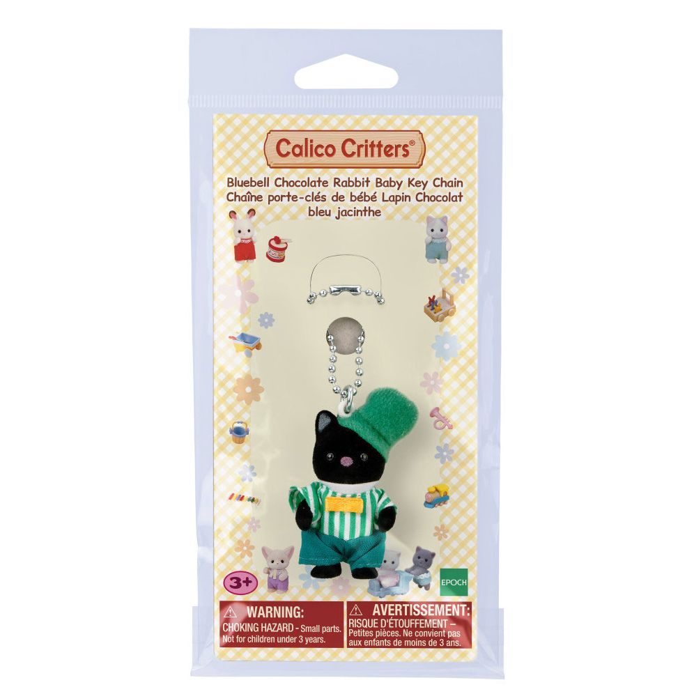 Calico Critters Emerald Green Tuxedo Cat Baby Key Chain