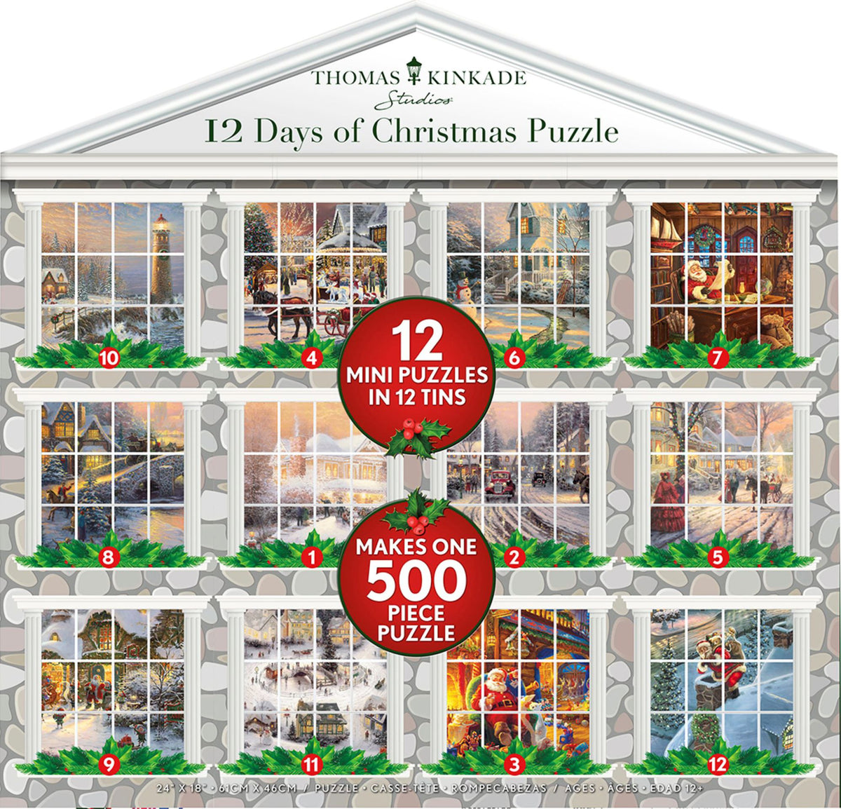 12 Day Count Down Mini Puzzle Tins Featuring Thomas Kinkade