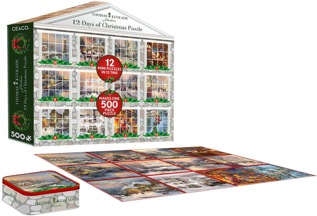 12 Day Count Down Mini Puzzle Tins Featuring Thomas Kinkade