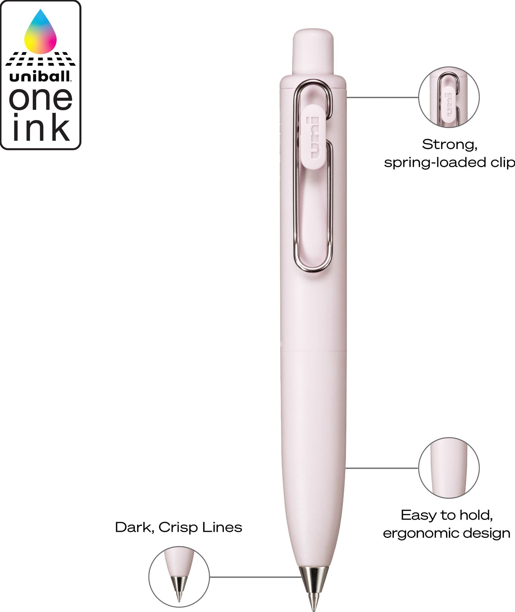 uniball? one P Retractable Gel Pens S/3, Micro Point, Blk, Soda