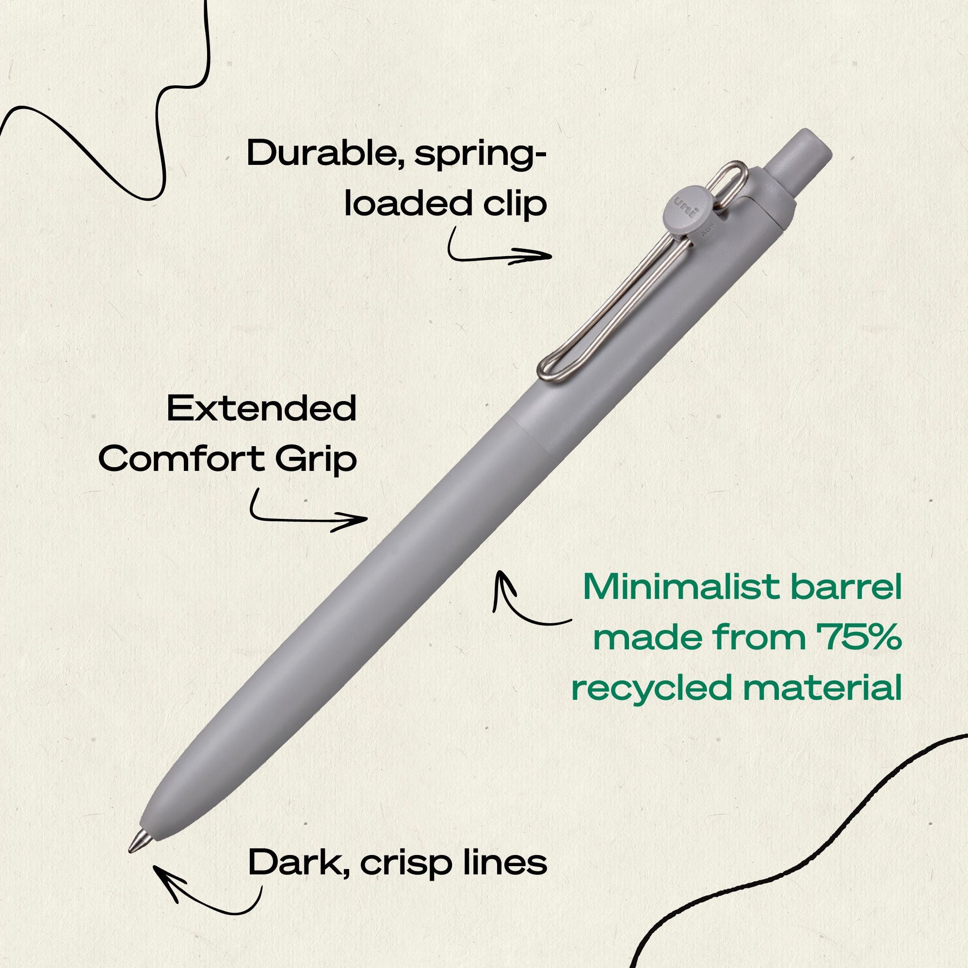 uniball? Zento Liquid Gel RT, Medium Point 0.7mm, Zen Barrel, Black Ink, 4pc
