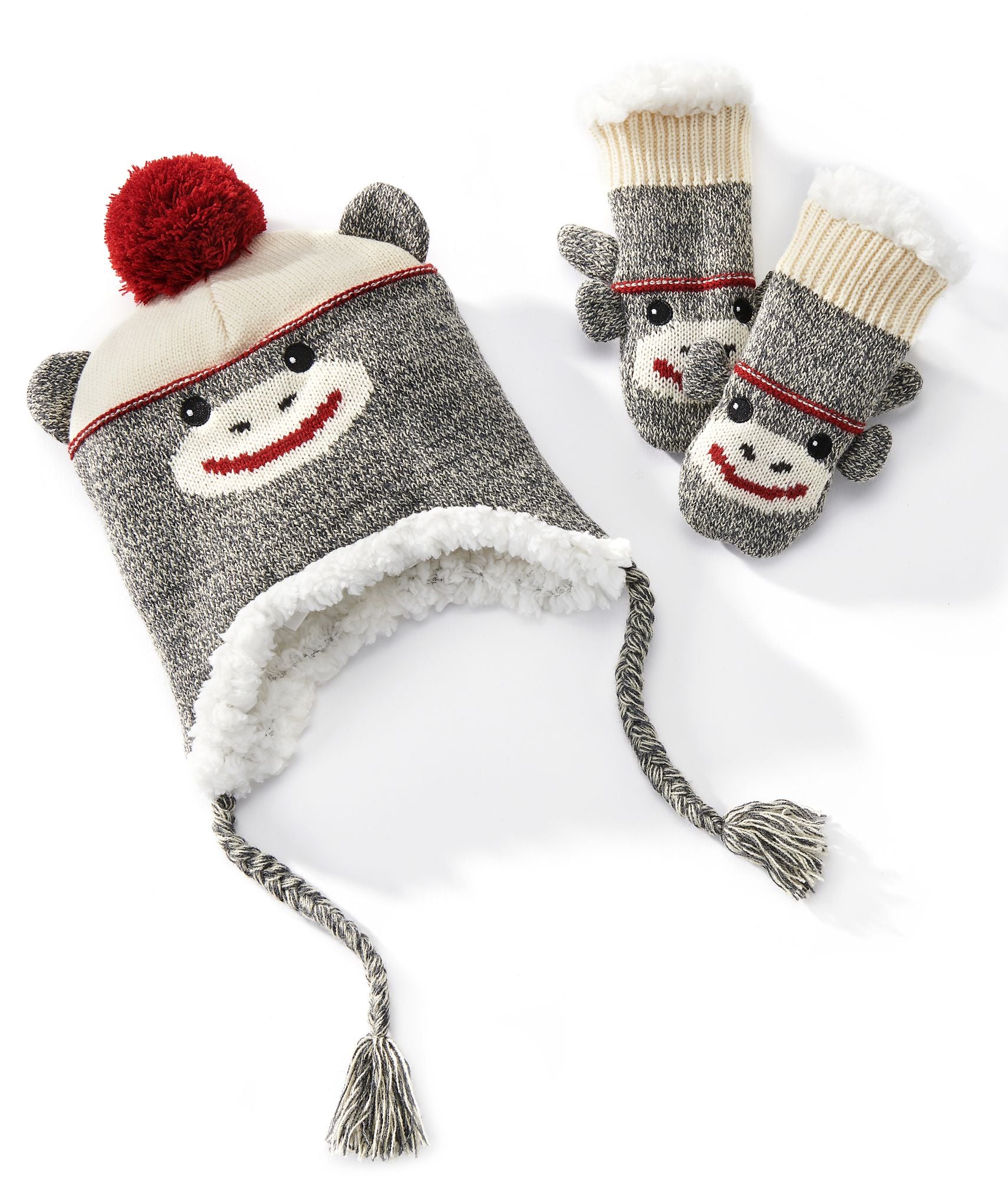 Kids Monkey Hat & Mitt Set