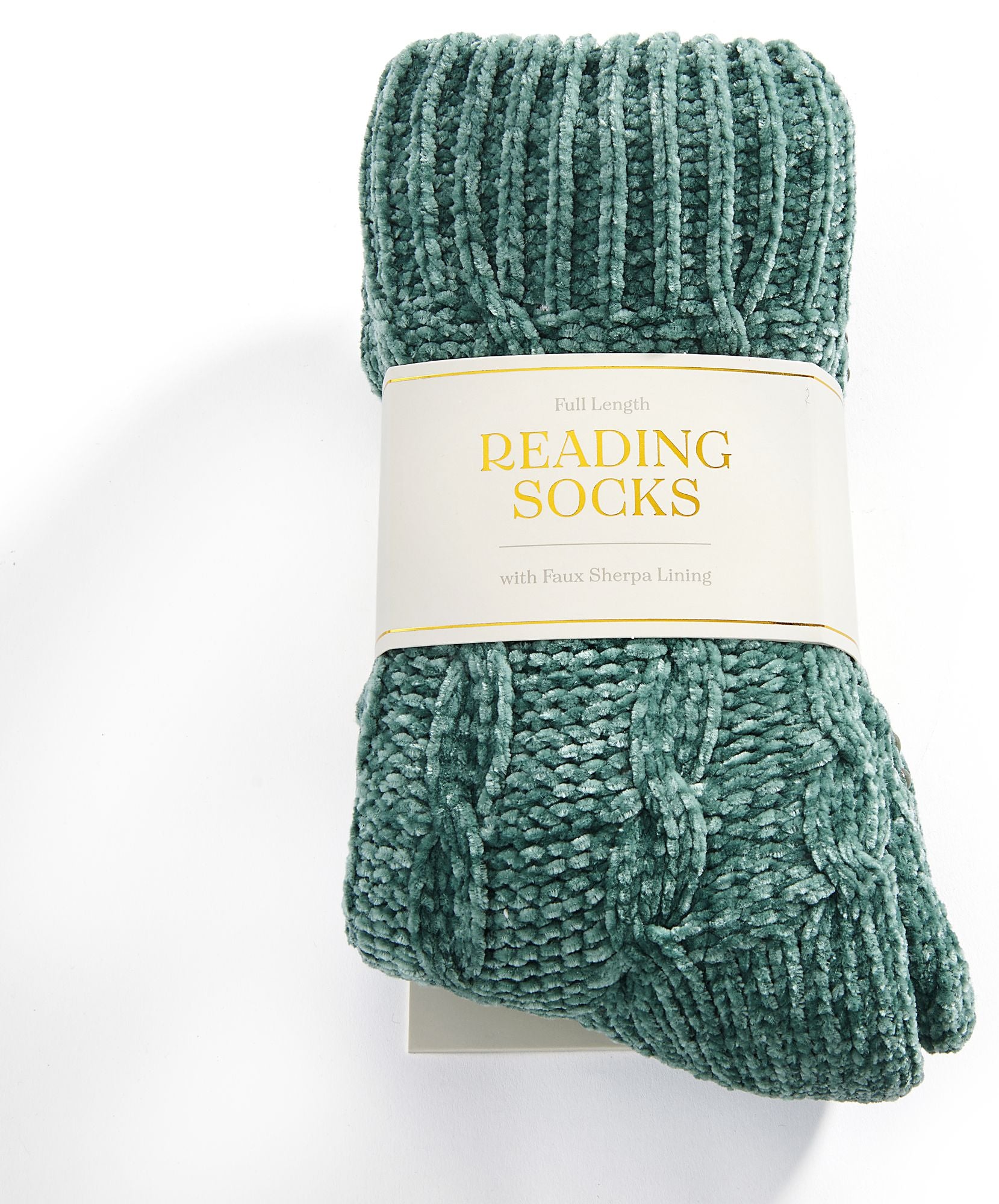 Teal Cable Knit Chenille Reading Sock