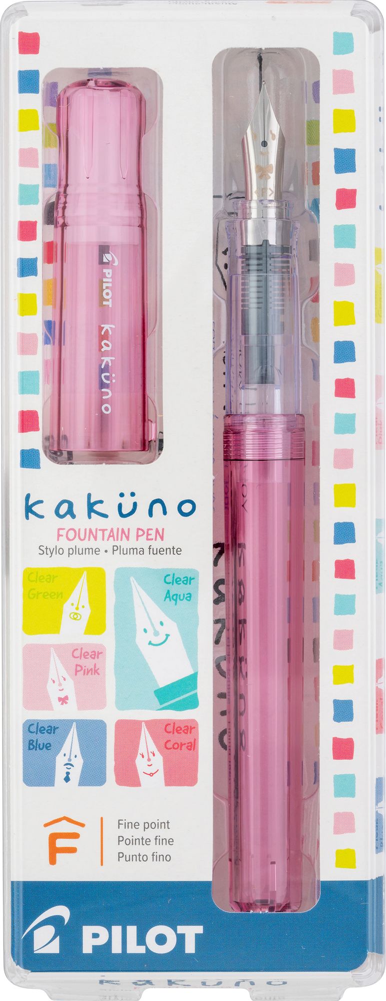 Kakuno Fountain Pen Fine Point Pink Cap & White Barrel