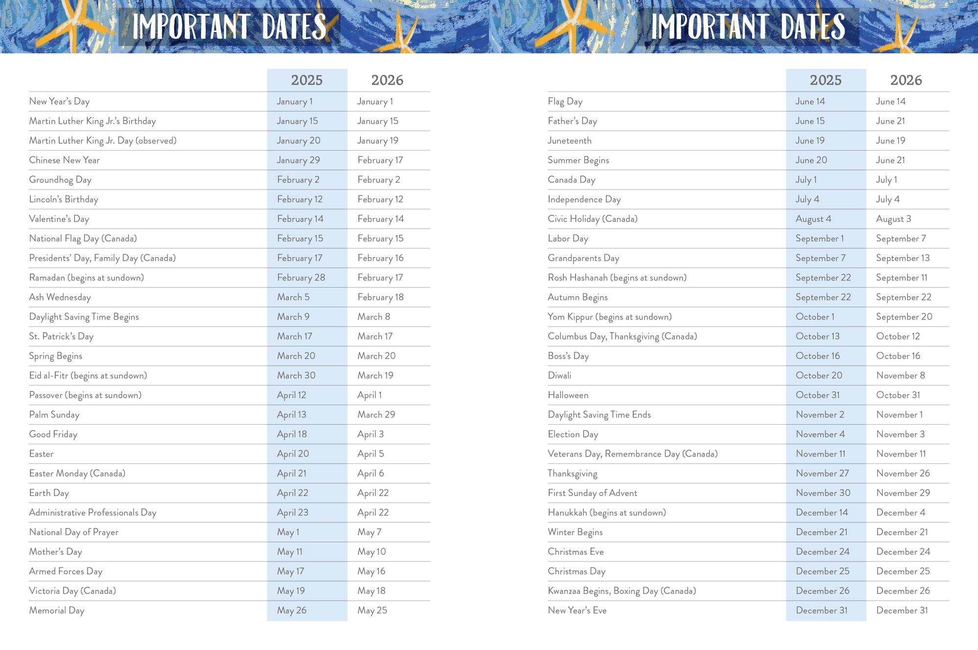 2025-2026 Chunky Planner Starry Night Sleep