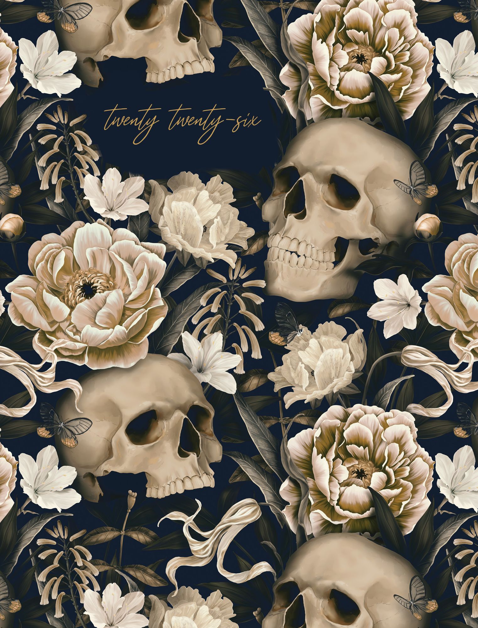 2025-2026 Weekly Planner Cream Skull Floral