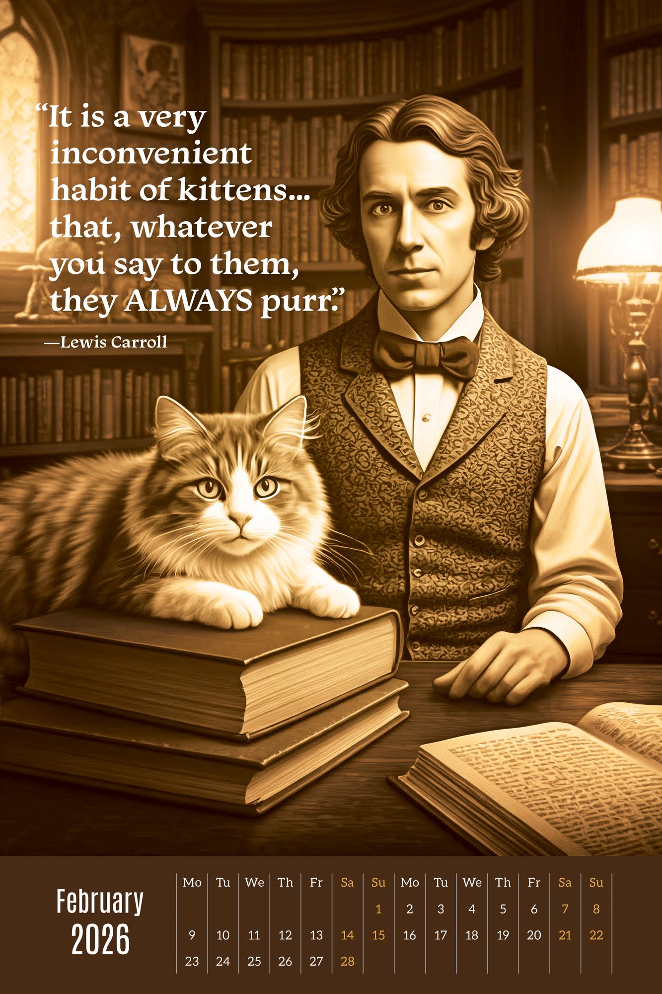 2026 AUTHORS & CATS OVERSIZED WALL CALENDAR - Exclusive