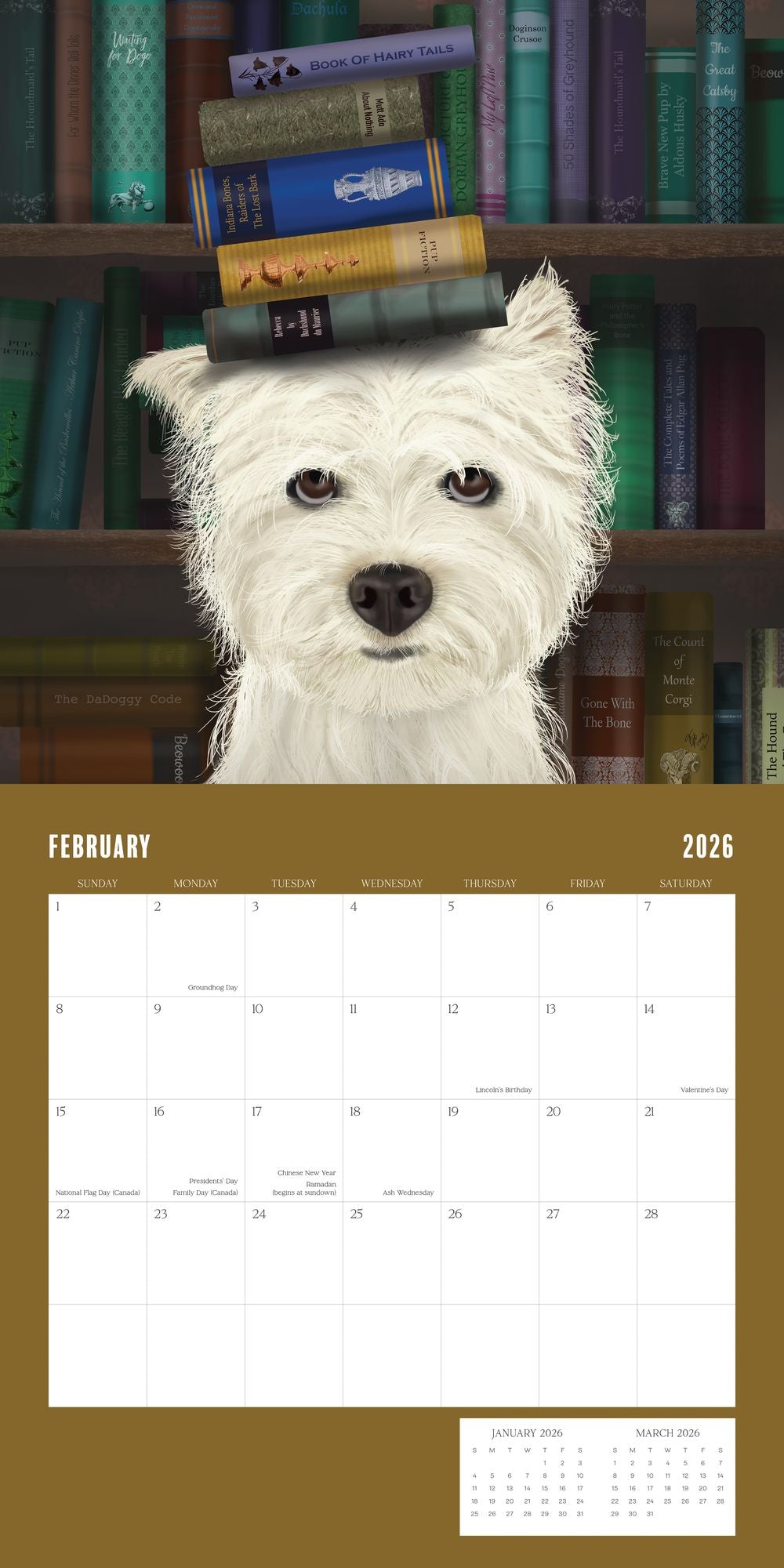 2026 DOGS & BOOKS STANDARD WALL CALENDAR - Exclusive