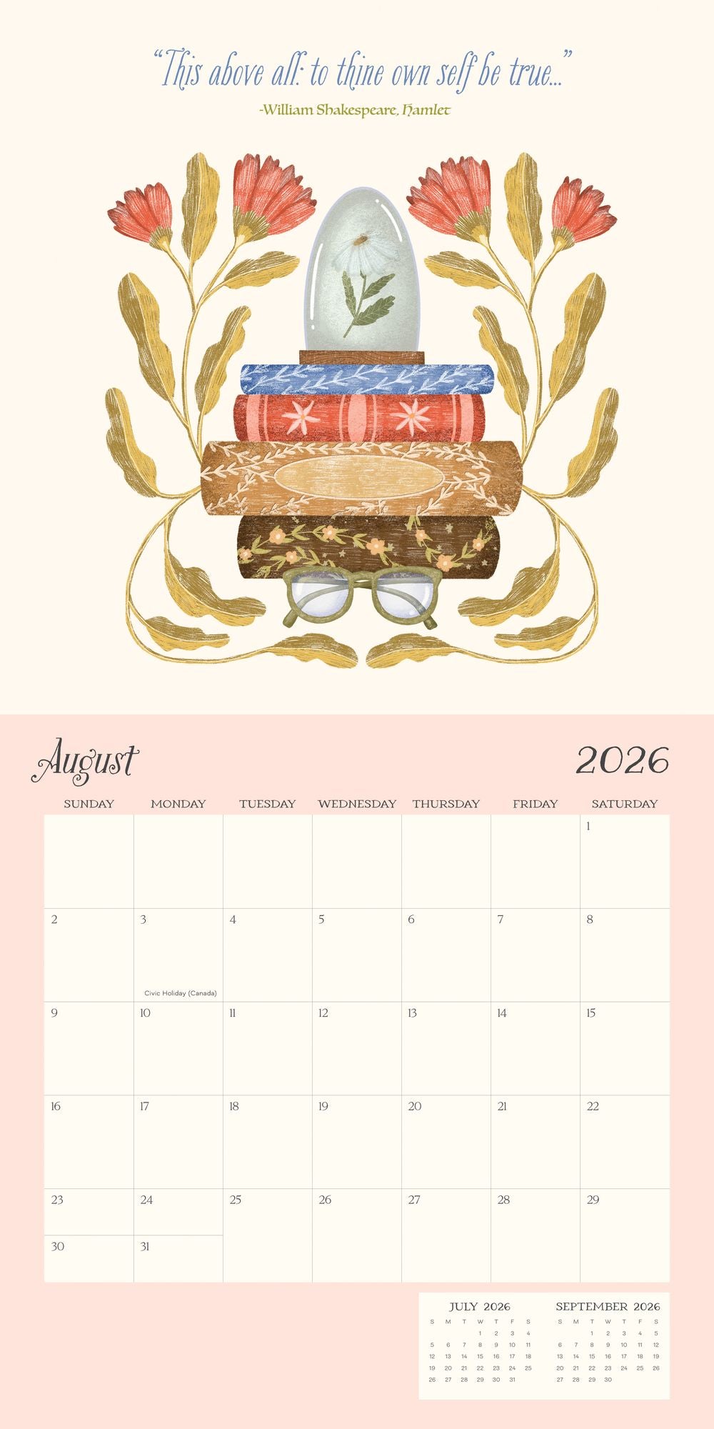 2026 BOOKS & FLOWERS STANDARD WALL CALENDAR - Exclusive