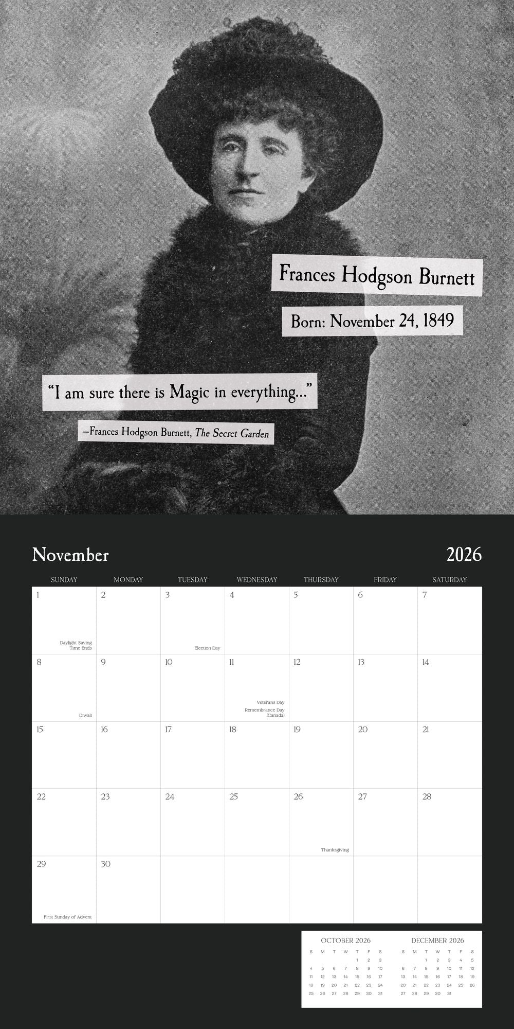 2026 AUTHORS BIRTHDAYS STANDARD WALL CALENDAR - Exclusive