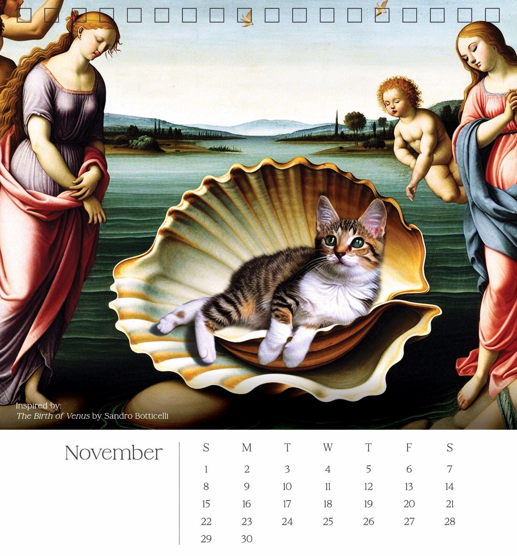 2026 CATS IN ART SPIRAL TOP DESK CALENDAR - Exclusive