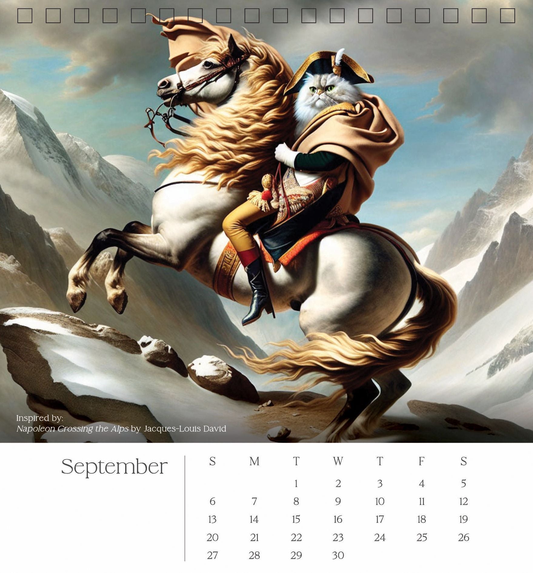 2026 CATS IN ART SPIRAL TOP DESK CALENDAR - Exclusive