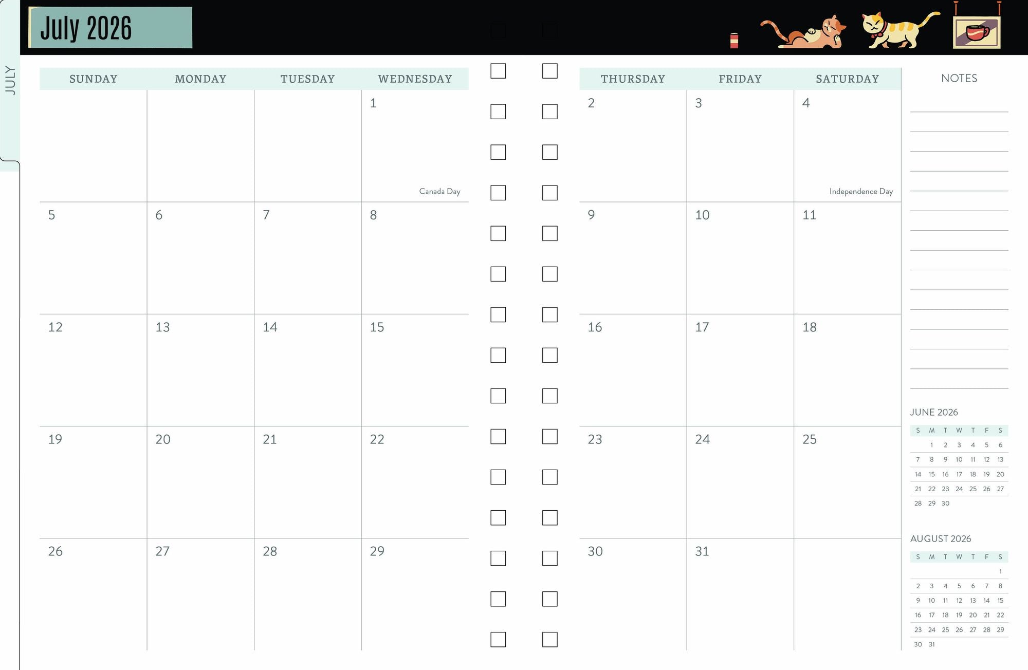 2026-2027 Chunky Planner Cat Café