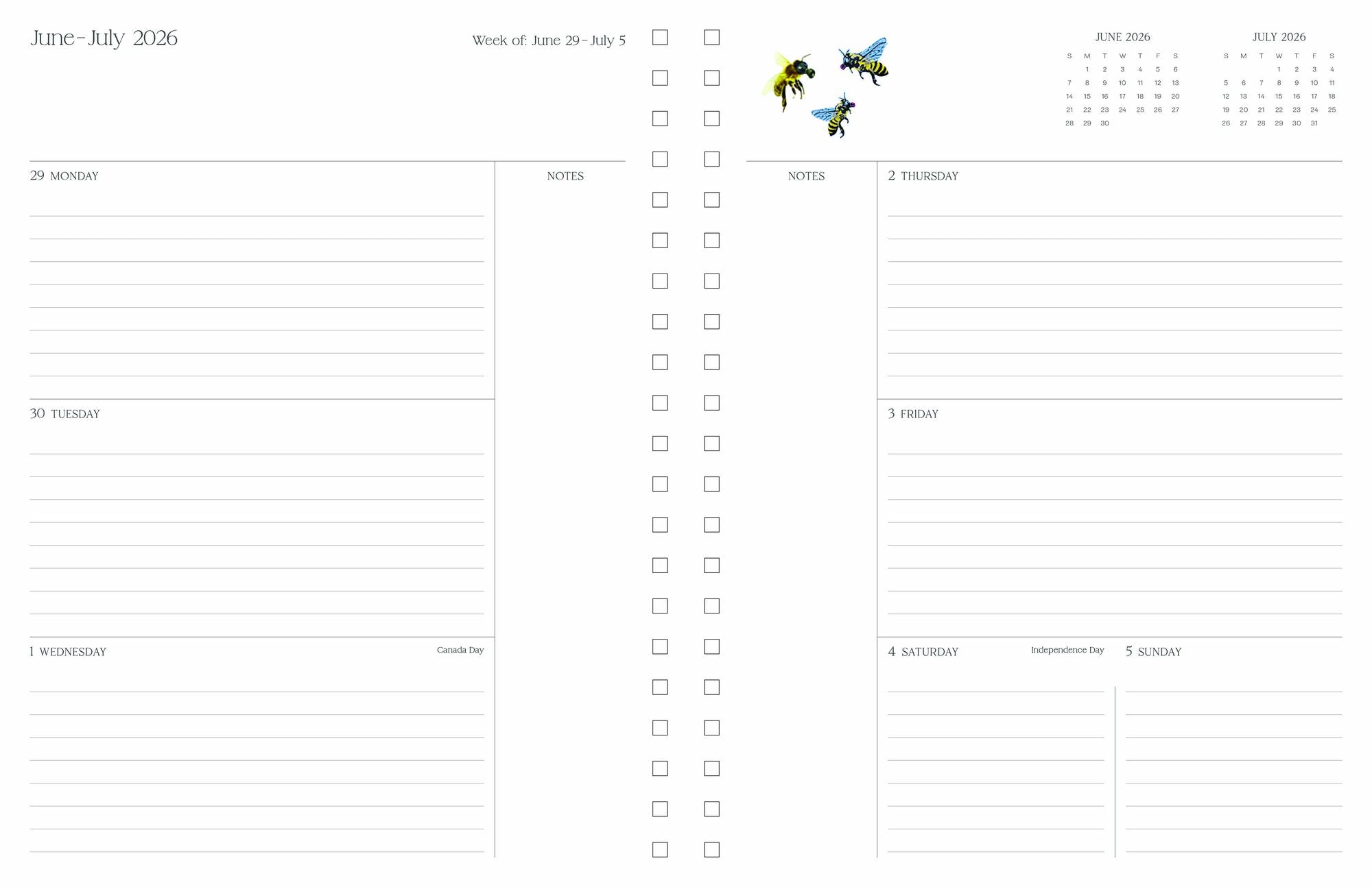2026-2027 Ultimate Planner Sunflower Bees
