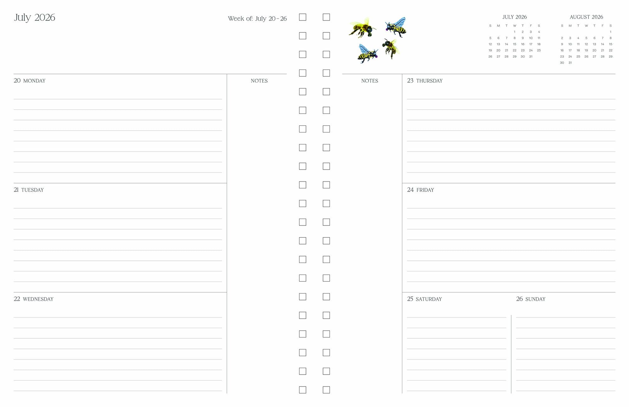 2026-2027 Ultimate Planner Sunflower Bees