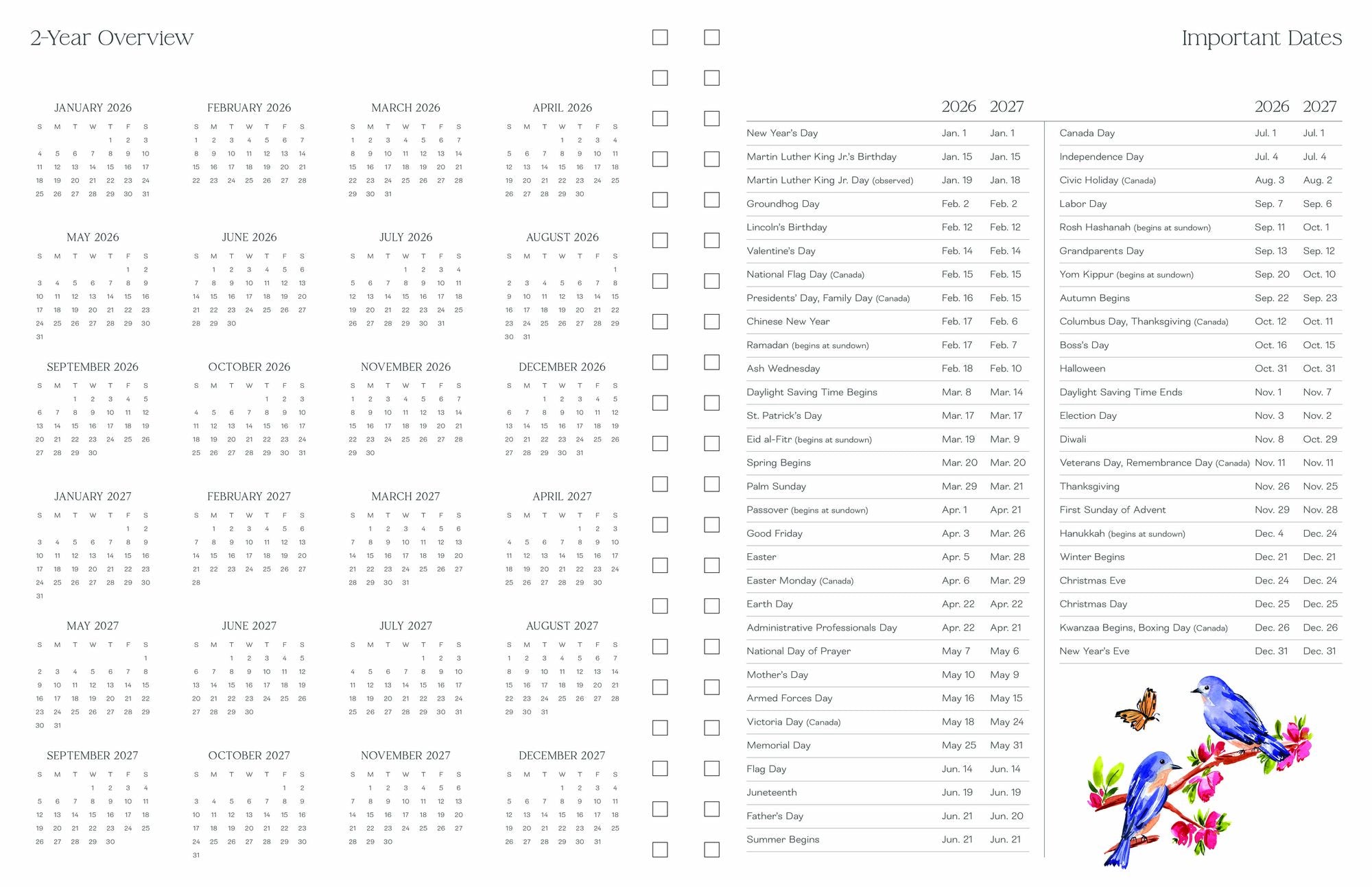 2026-2027 Ultimate Planner Birds and Butterflies