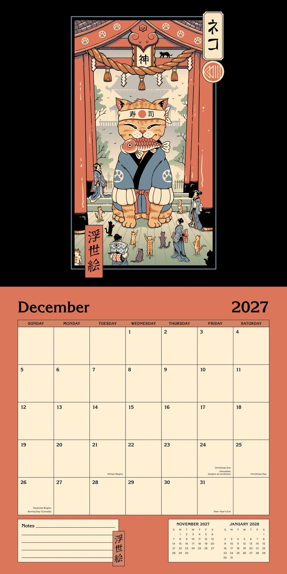 2027 Wall Calendar - Vincent Trinidad Cats