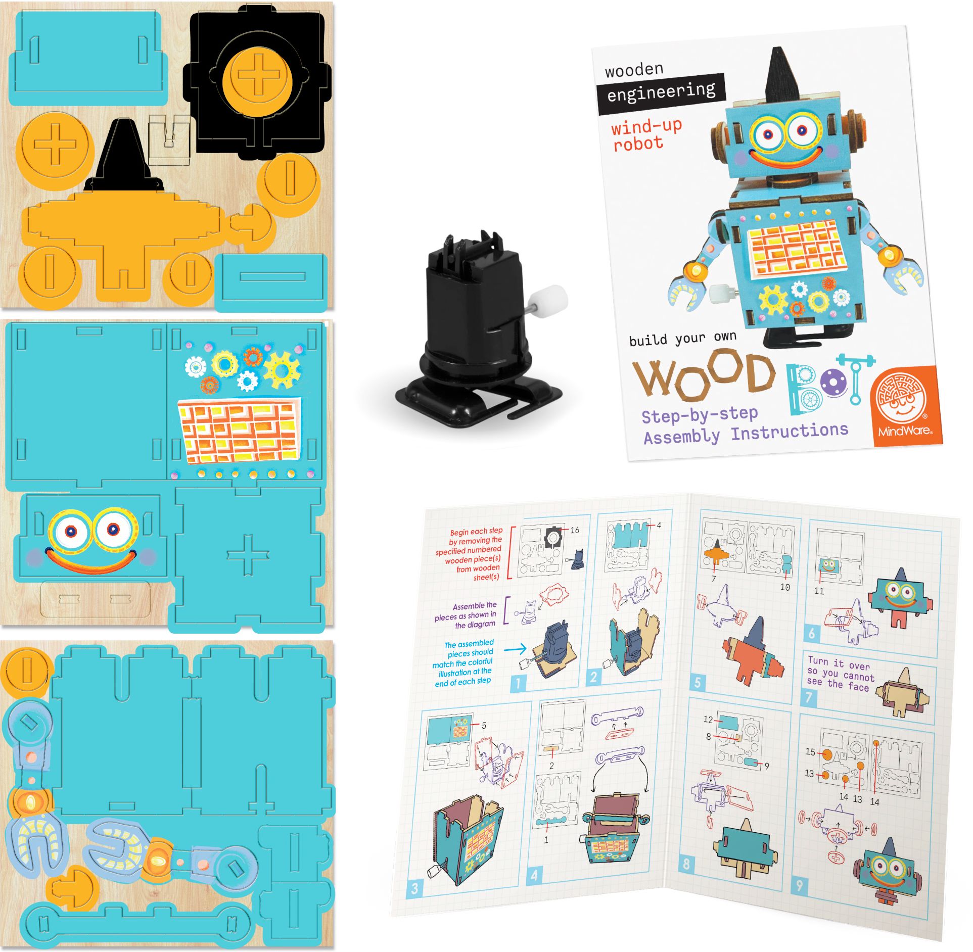 Wooden Engineering Robot Blue