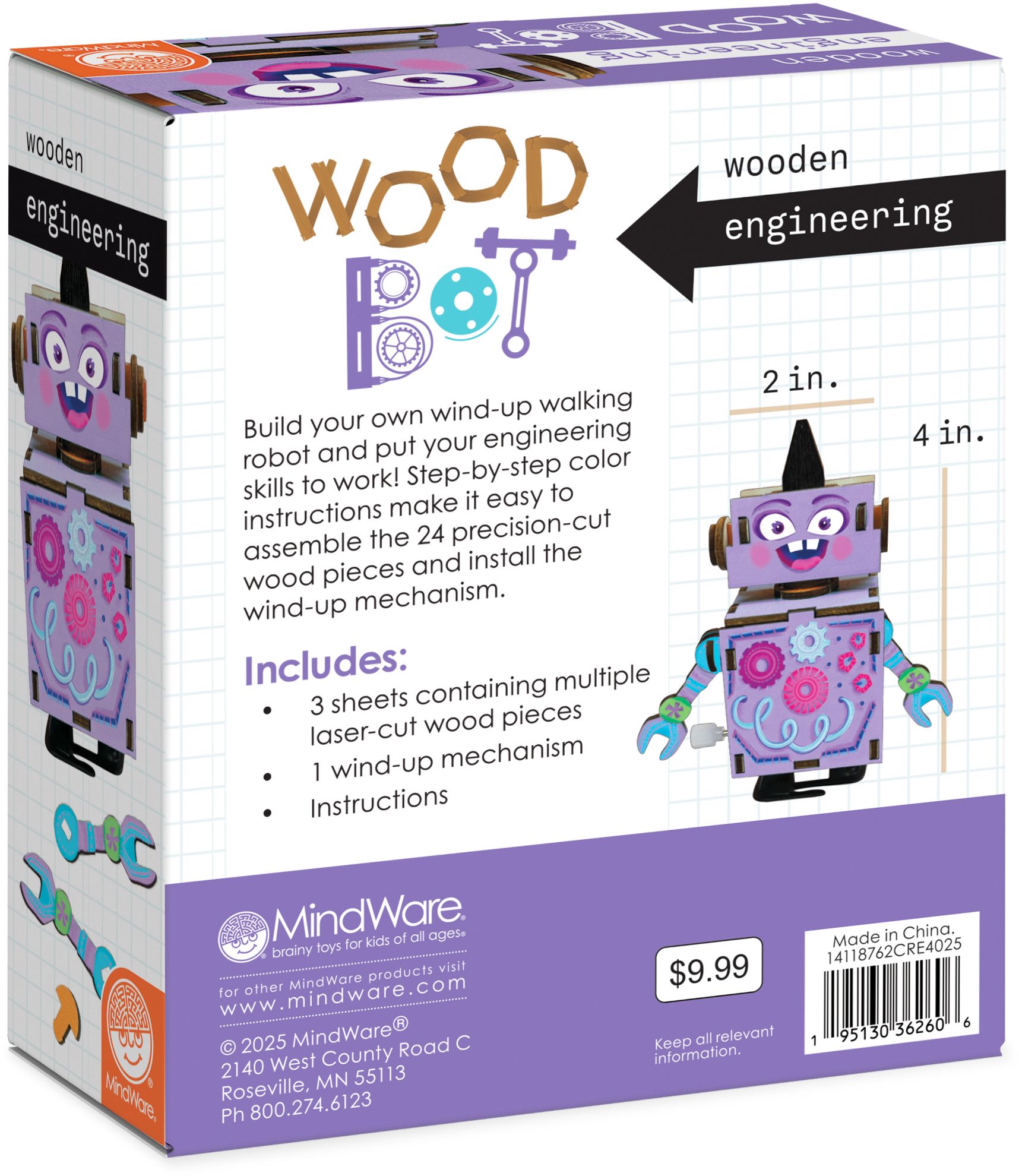 Wooden Engineering Robot Purple