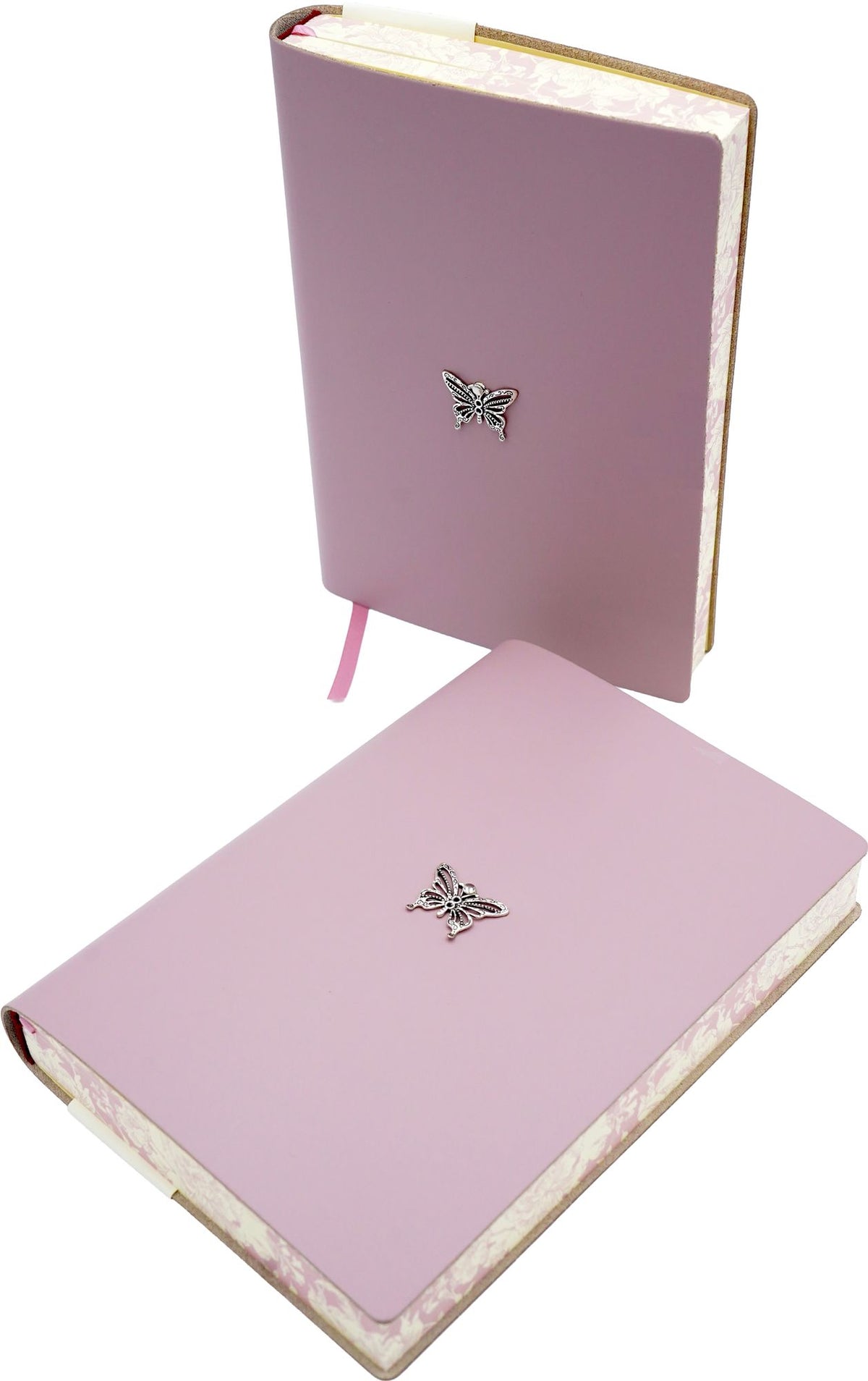 Mauve Butterfly Charm Leather Journal