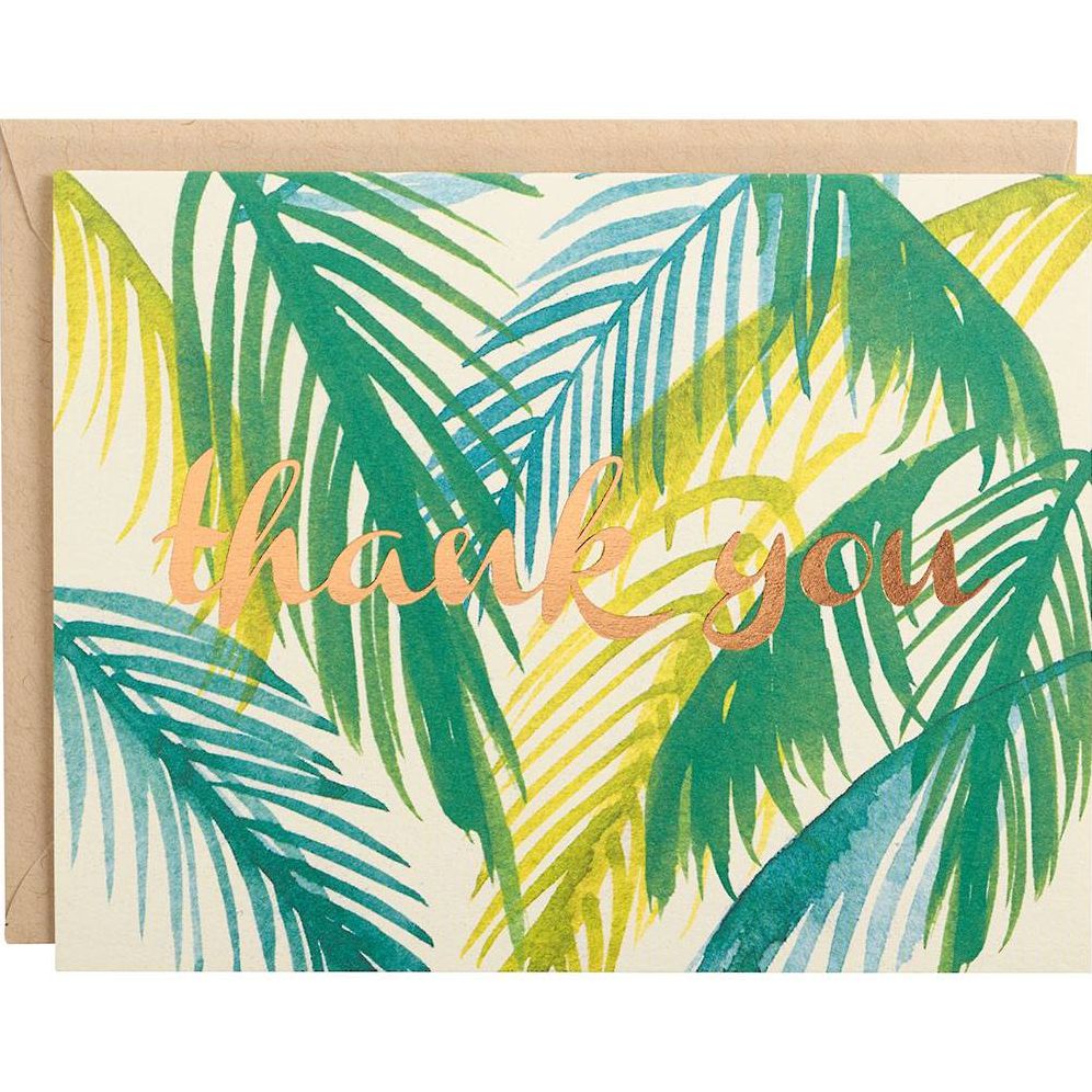 Palm Leaf Copper Foil Thank You Card