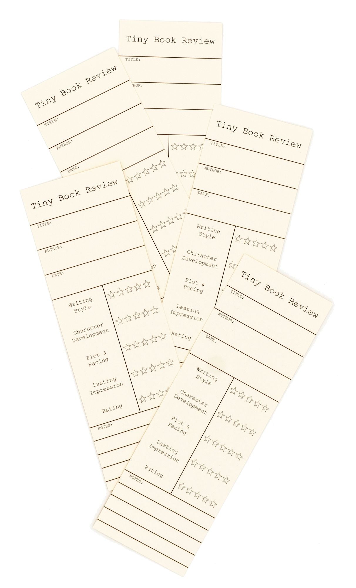 Tiny Book Review Bookmarks