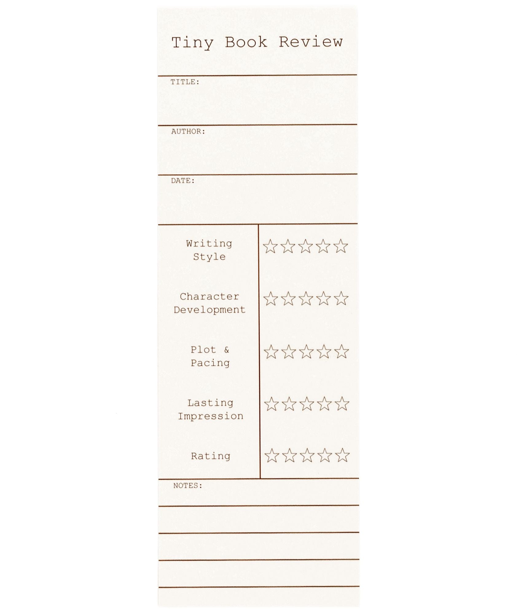 Tiny Book Review Bookmarks