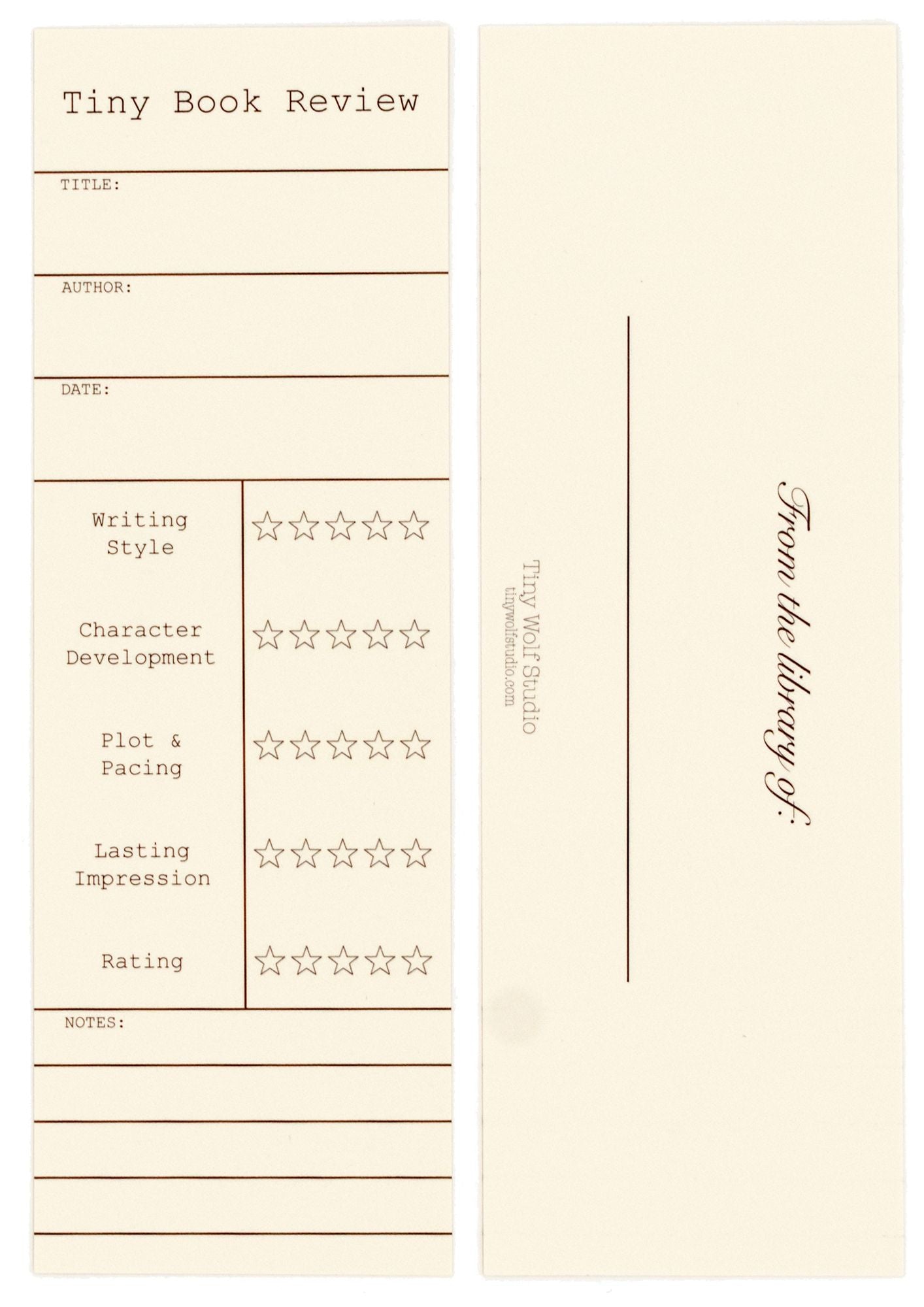 Tiny Book Review Bookmarks