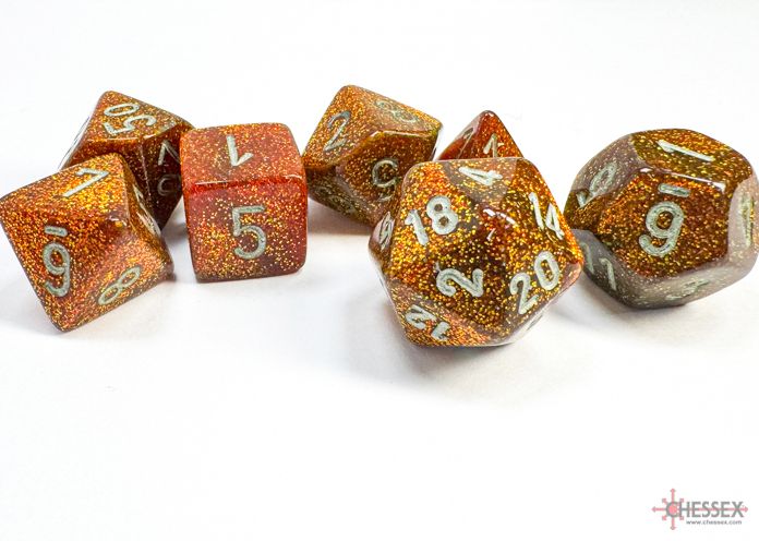Glitter Polyhedral Gold/Silver 7-Die Set