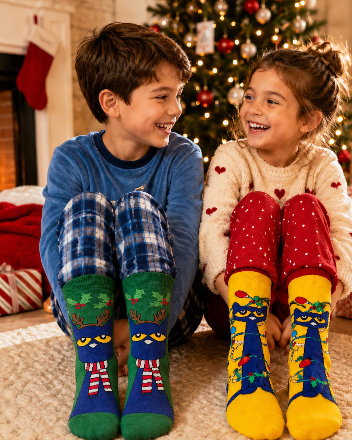 Pete the Cat Reindeer 2 Pair Kids Crew Sock Gift Set