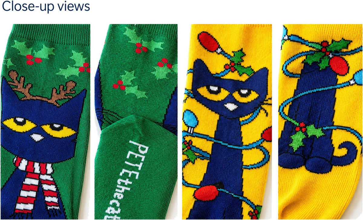 Pete the Cat Reindeer 2 Pair Kids Crew Sock Gift Set