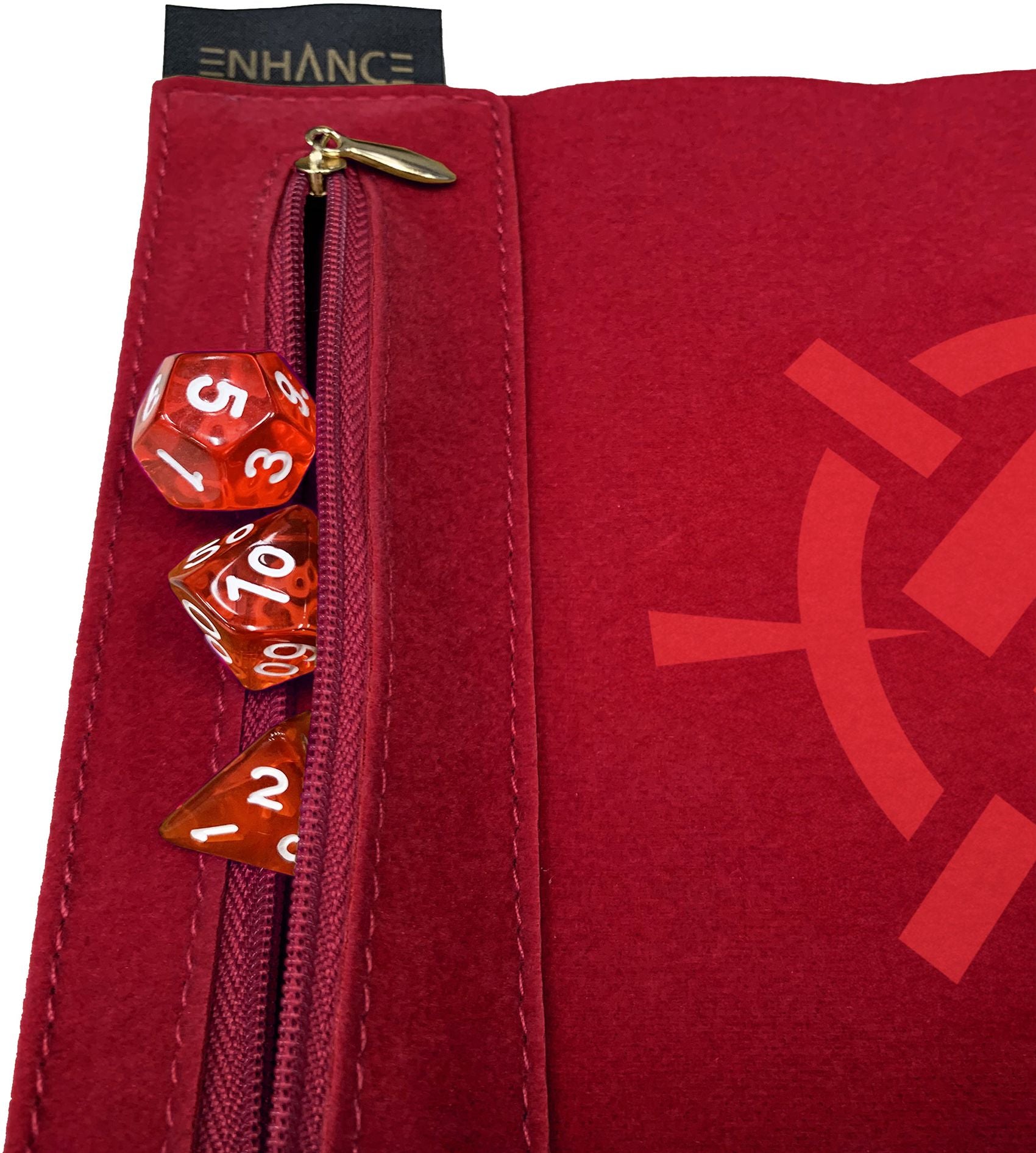 ROLL ON A SCROLL ACRYLIC DICE SET & CASE RED