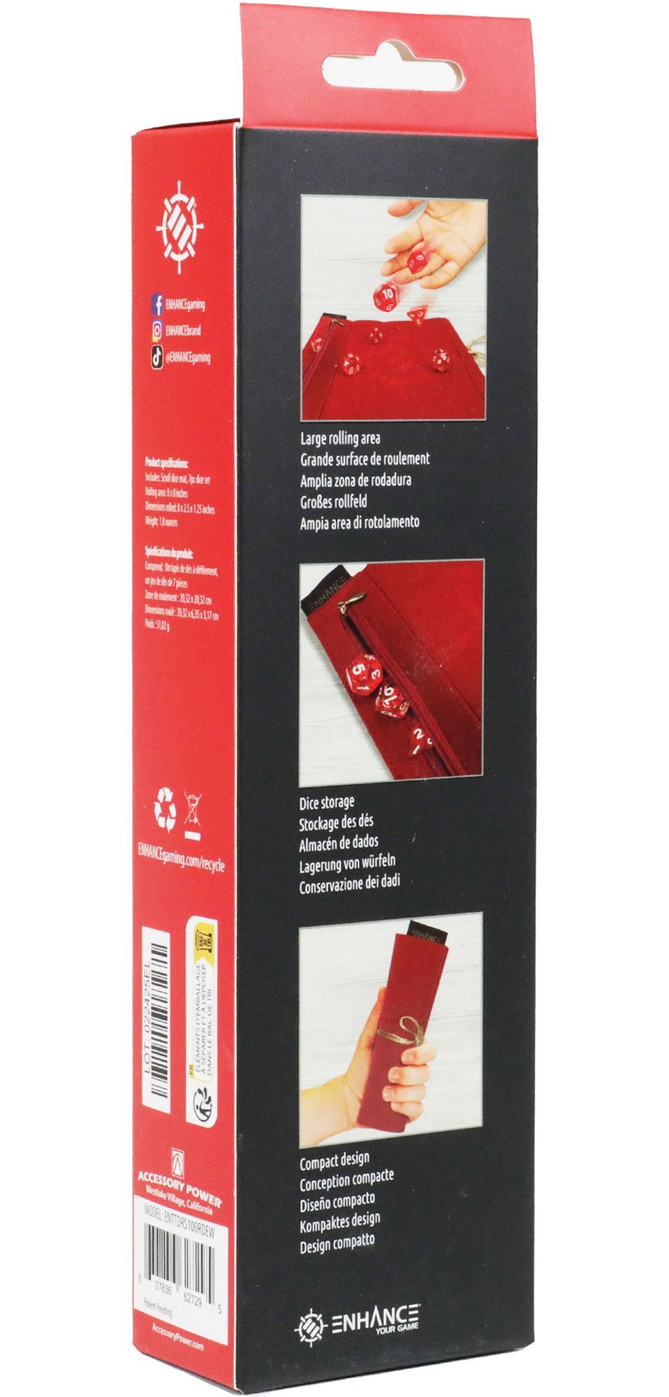 ROLL ON A SCROLL ACRYLIC DICE SET & CASE RED