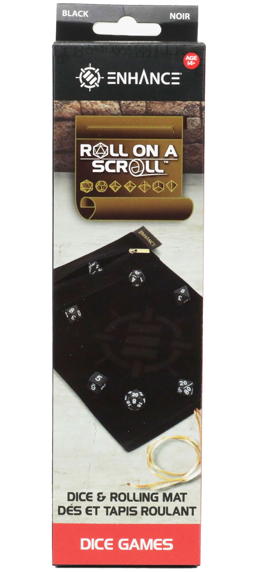 ROLL ON A SCROLL ACRYLIC DICE SET & CASE BLACK