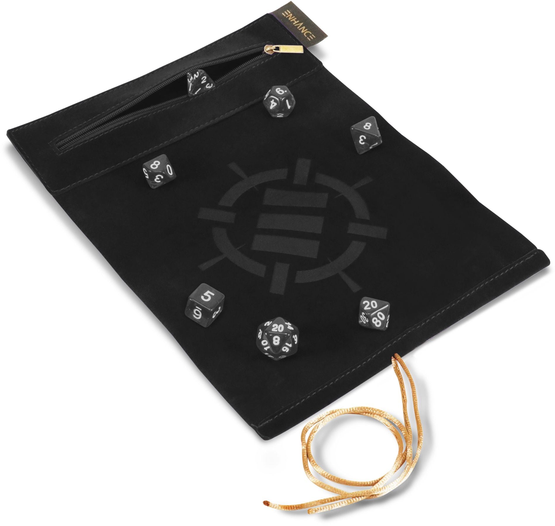 ROLL ON A SCROLL ACRYLIC DICE SET & CASE BLACK