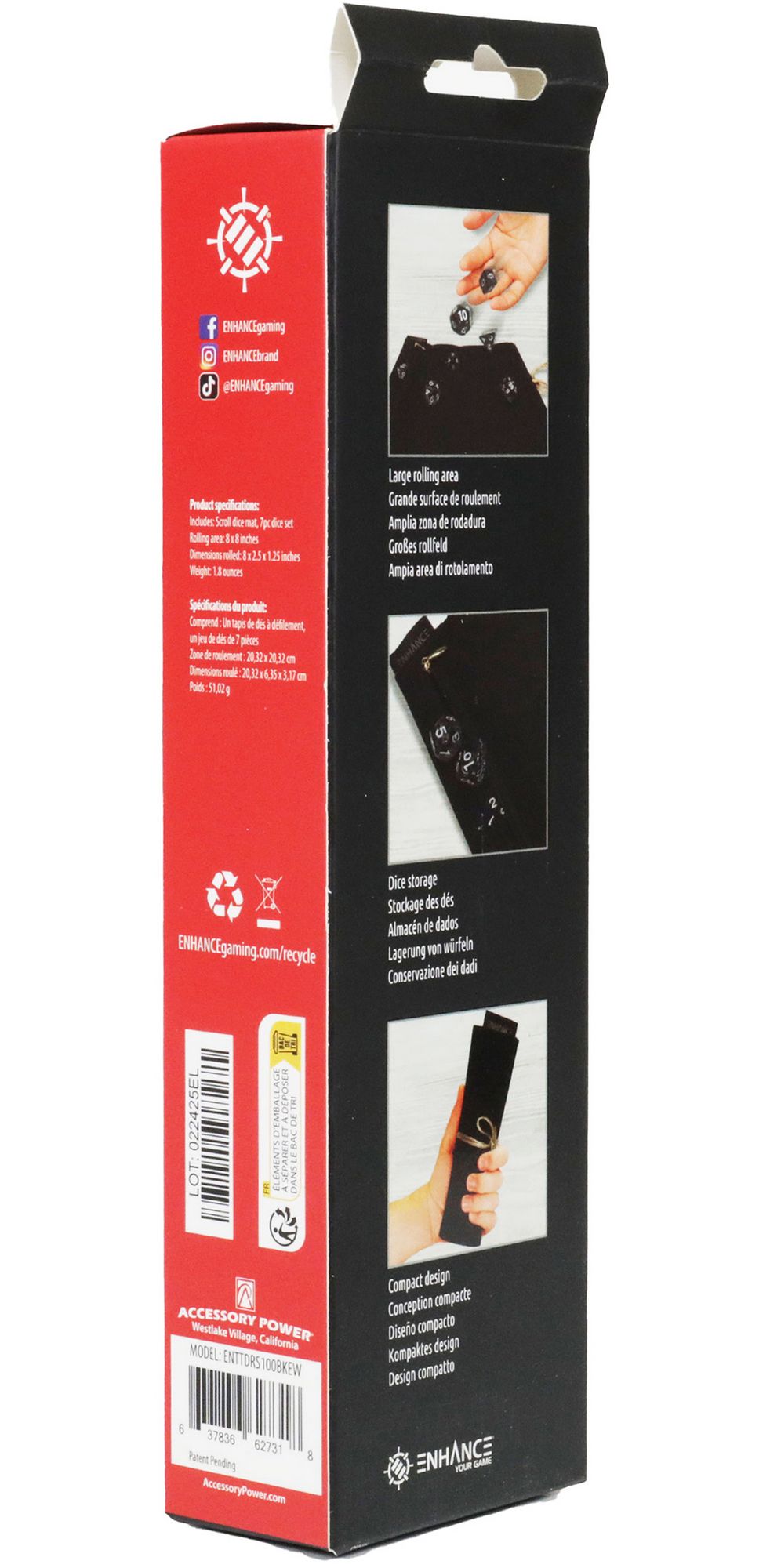 ROLL ON A SCROLL ACRYLIC DICE SET & CASE BLACK