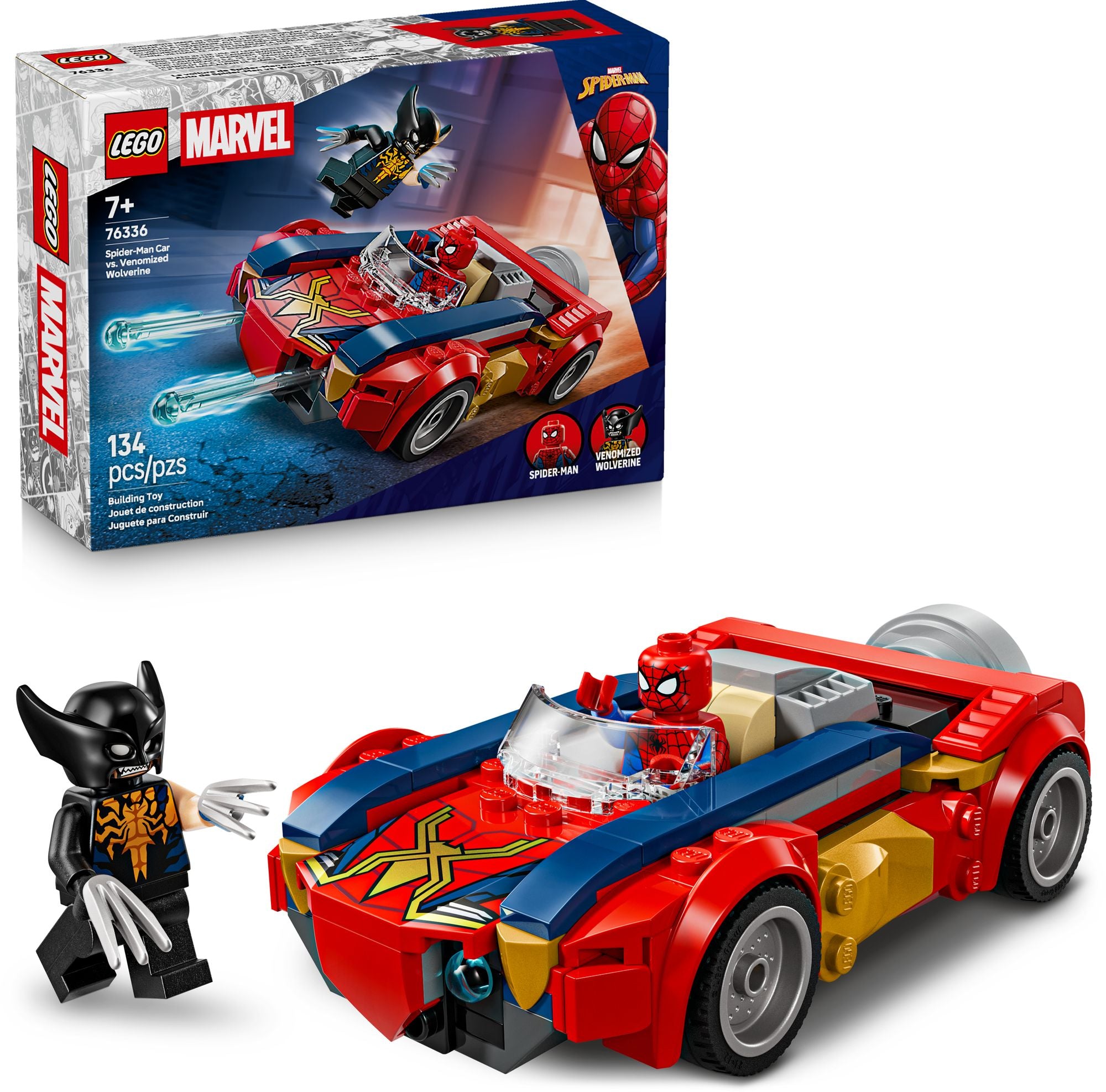 LEGO Super Heroes Marvel Spider-Man Car vs. Venomized Wolverine 76336