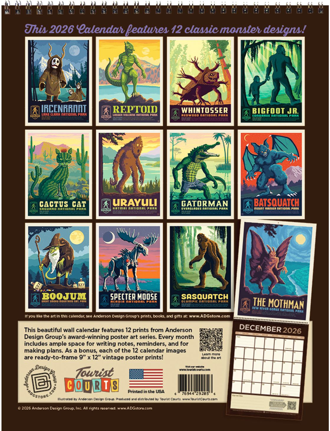 2026 Legends of the National Parks Vintage Art Wall Calendar