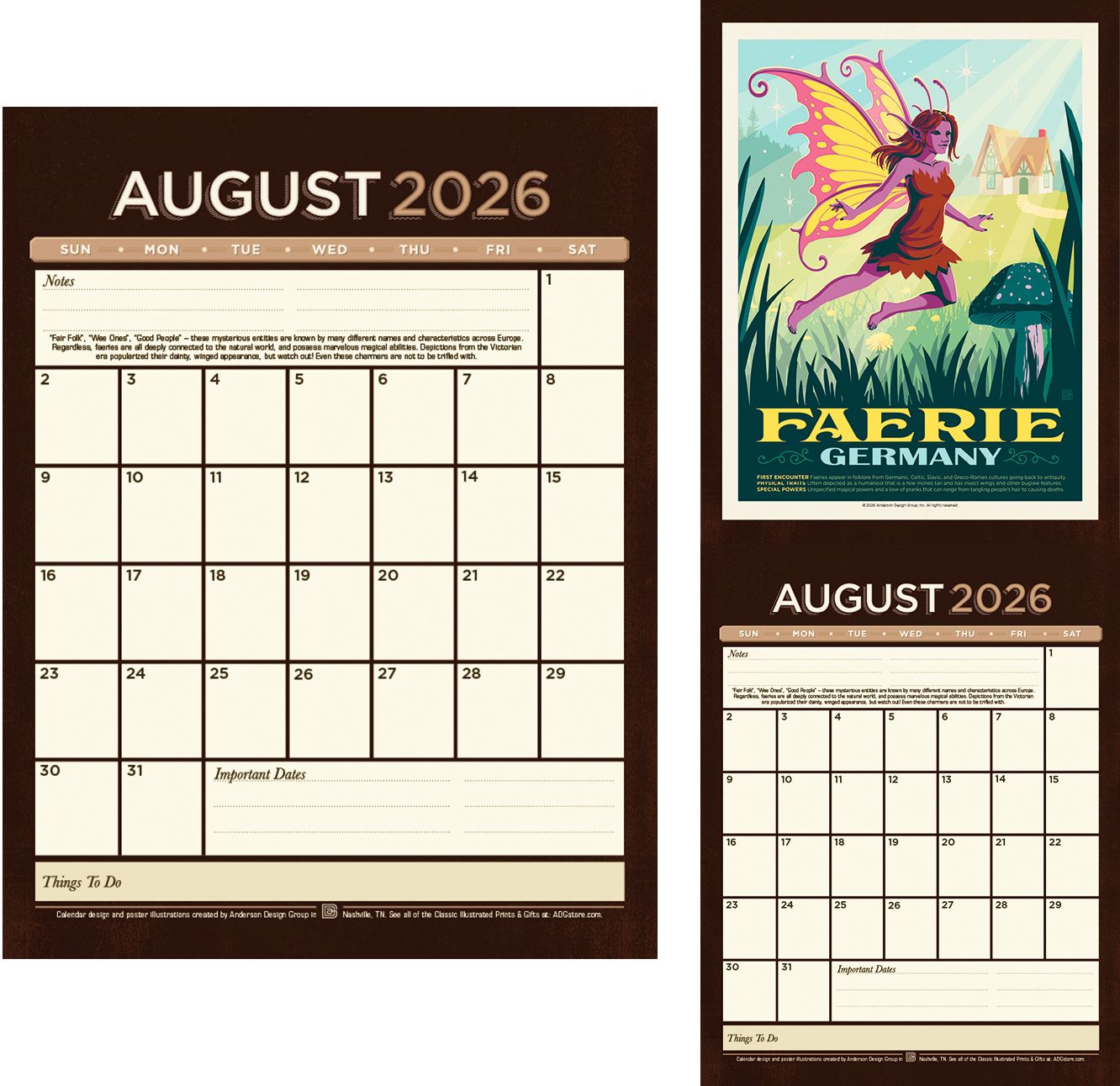 2026 Mythical Creatures Vintage Art Wall Calendar