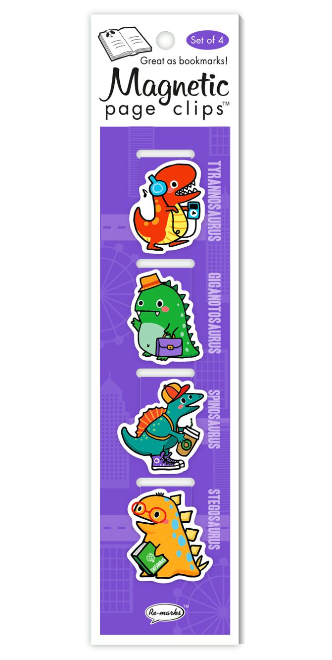Dinosaur Page Clip Bookmarks Set of 4