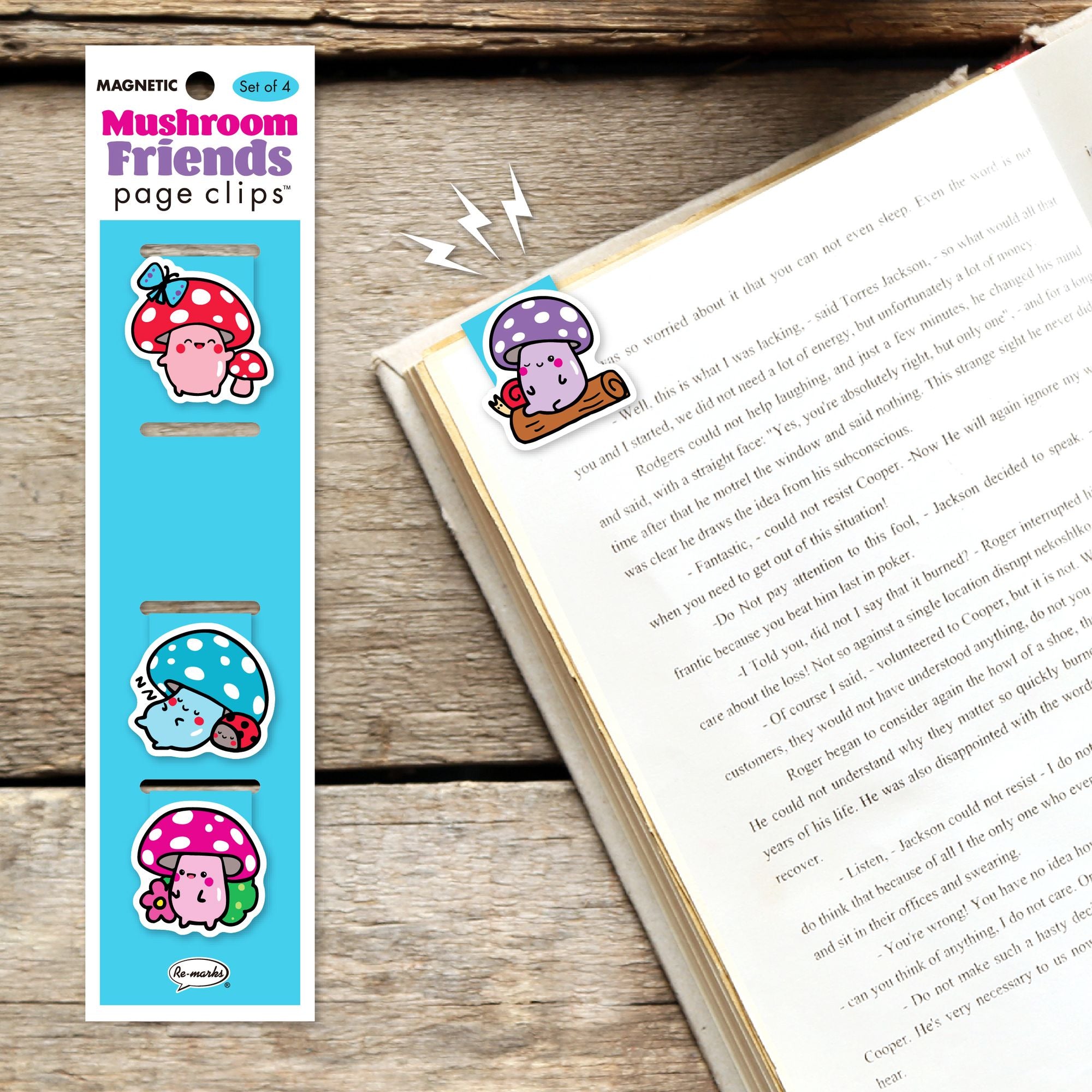 Mushroom Friends Page Clip Bookmarks Set of 4