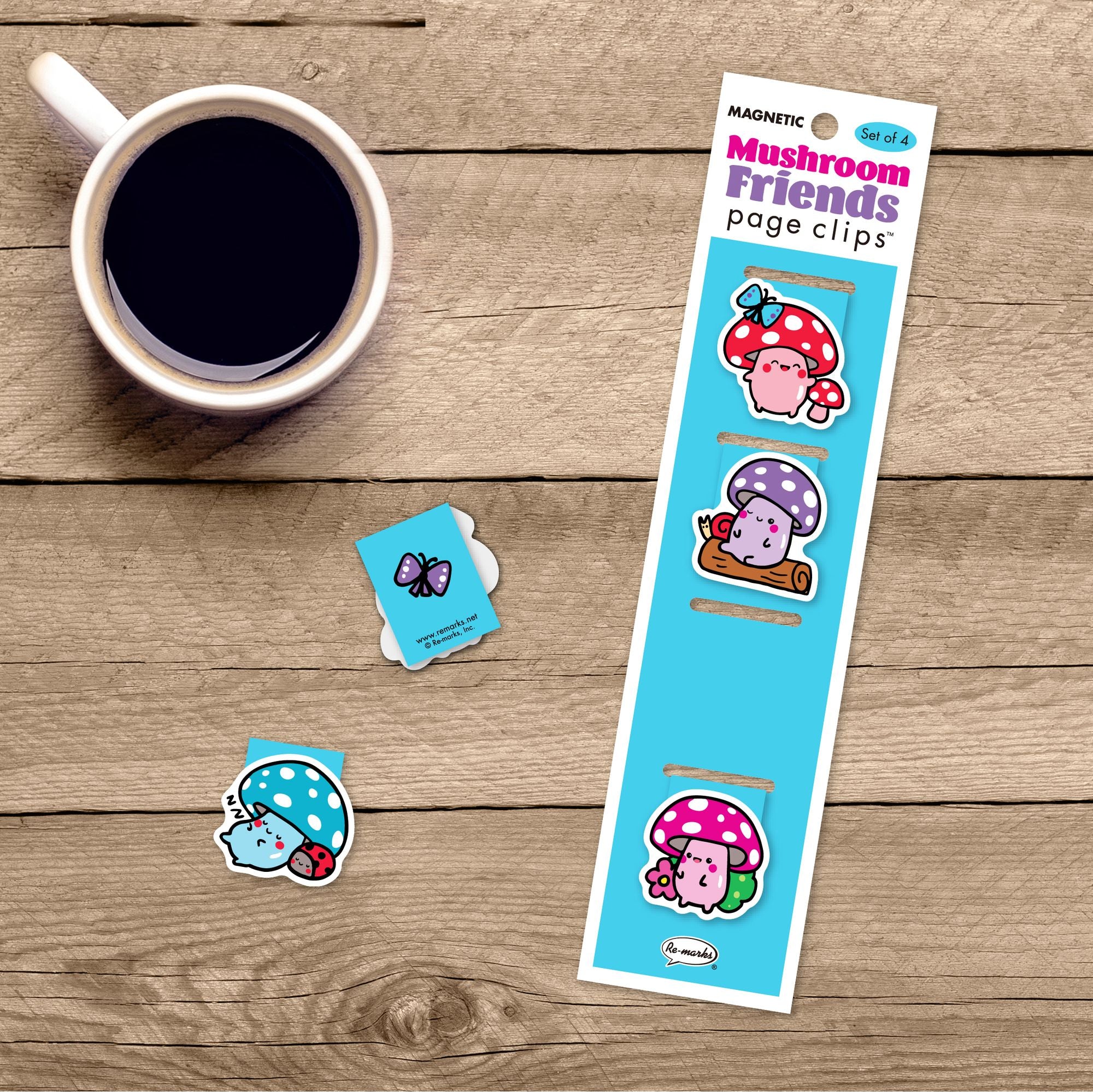 Mushroom Friends Page Clip Bookmarks Set of 4