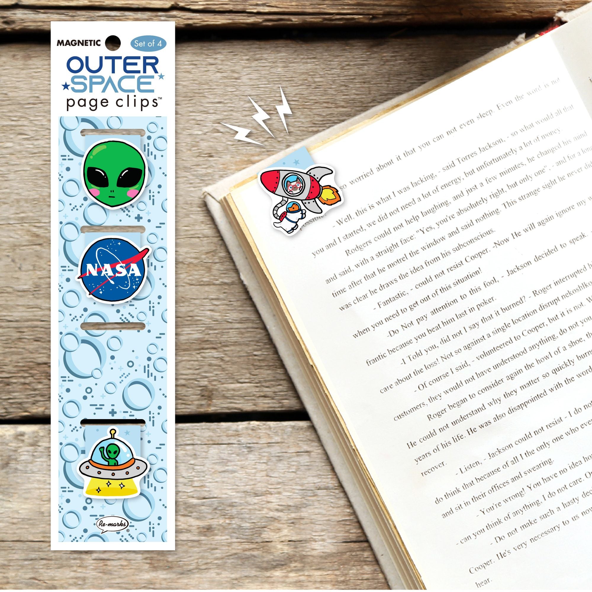 Outer Space Page Clip Bookmarks Set of 4