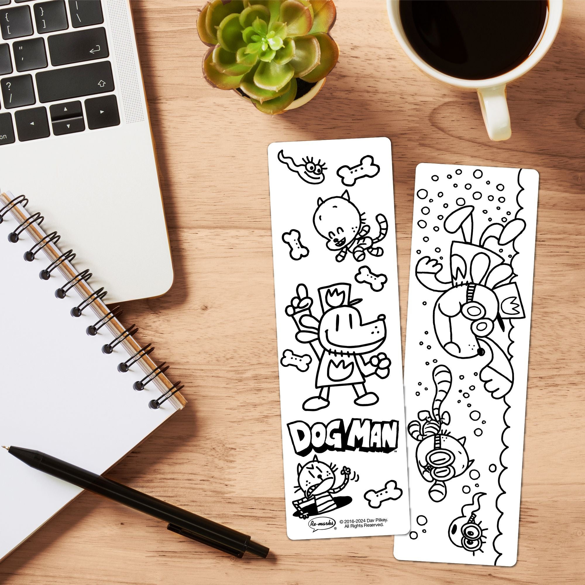 Dog Man Coloring Bookmarks Set of 5