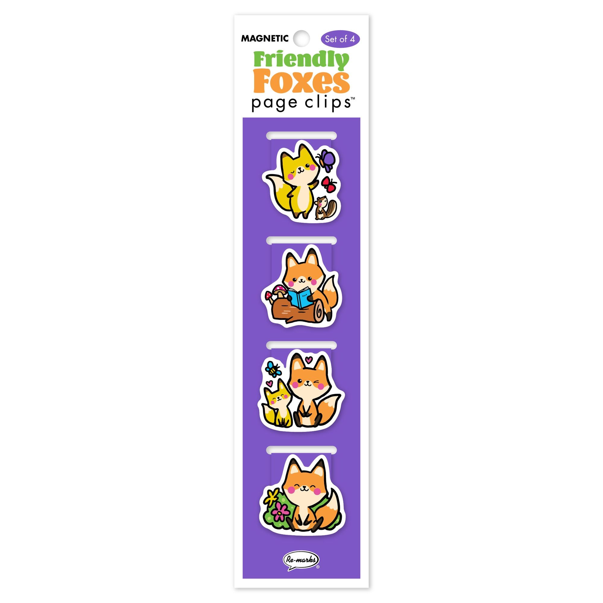 Friendly Foxes Page Clip Bookmarks Set of 4